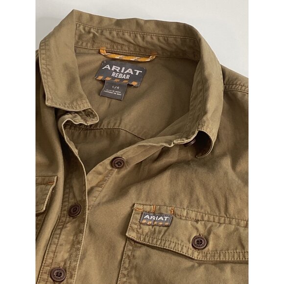 Ariat Rebar Washed Twill Long Sleeve Work Shirt Women’s Large Brown - Picture 10 of 16